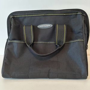 Voyager 12" Portable Black Canvas Tool Bag with 21 Pockets and 24 lb Capacity